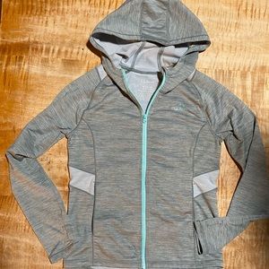 L.L. Bean gray scuba style hoodie size girls 8/small - great spring/fall jacket!